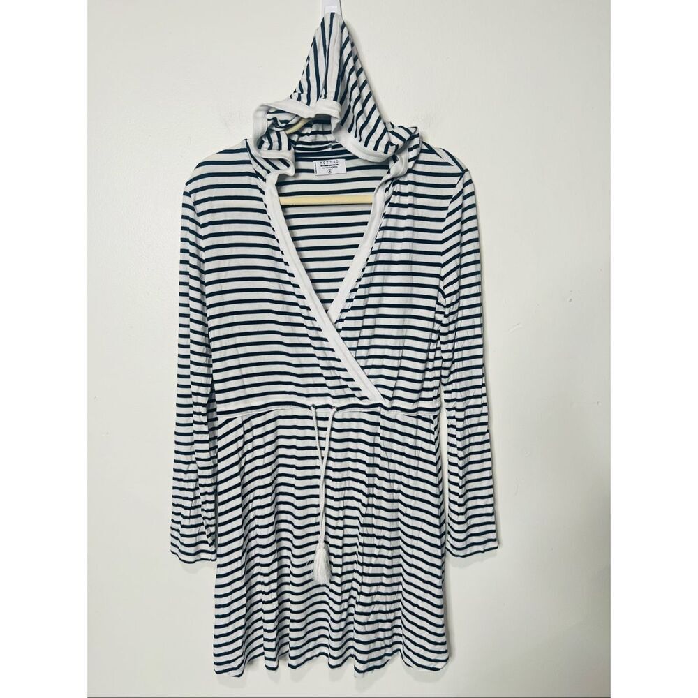 Mott 50 Sun Protective Fashion Mini Fit & Flare Blue White Stripe Hooded Longsle